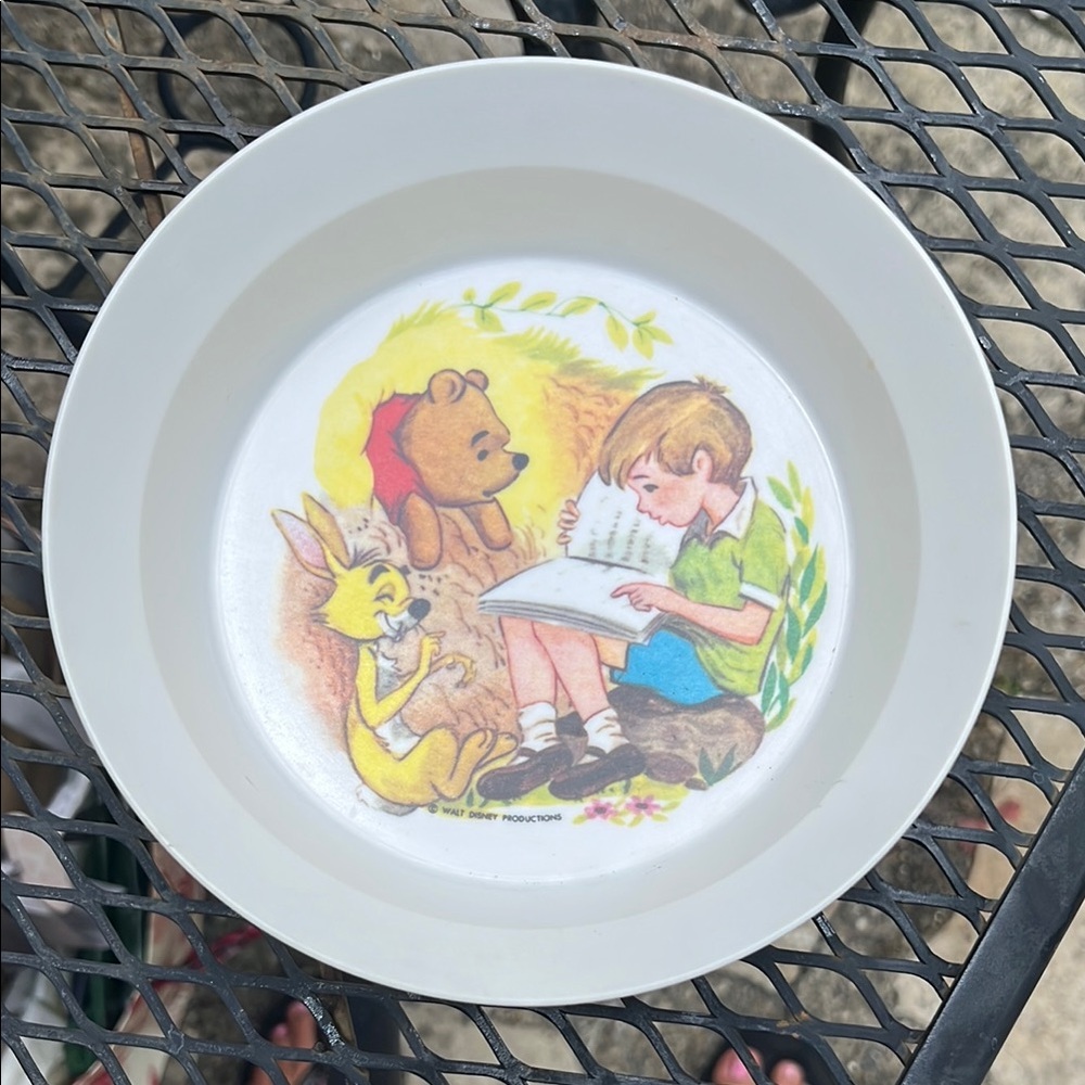 Vintage 1968 Disney Winnie the Pooh Dinner Bowl - White and Multicolor